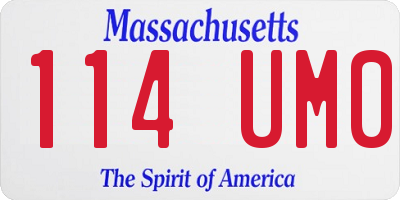 MA license plate 114UM0