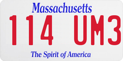MA license plate 114UM3