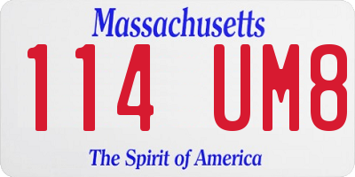 MA license plate 114UM8