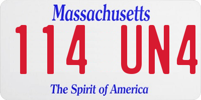 MA license plate 114UN4