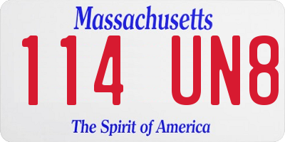 MA license plate 114UN8