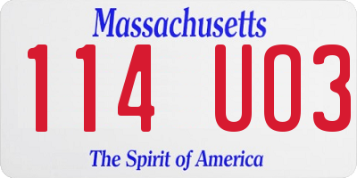 MA license plate 114UO3