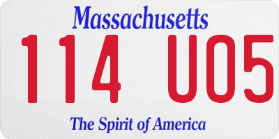MA license plate 114UO5