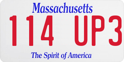 MA license plate 114UP3