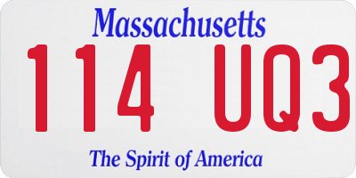 MA license plate 114UQ3
