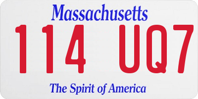 MA license plate 114UQ7