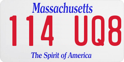 MA license plate 114UQ8