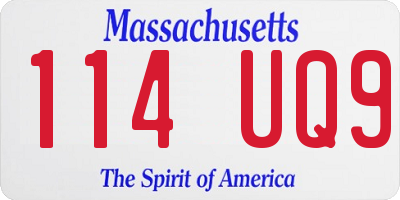 MA license plate 114UQ9