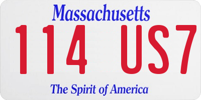 MA license plate 114US7