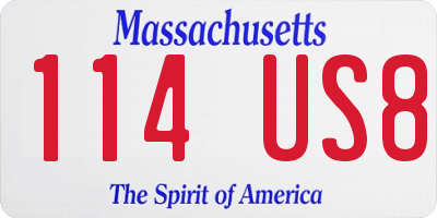 MA license plate 114US8