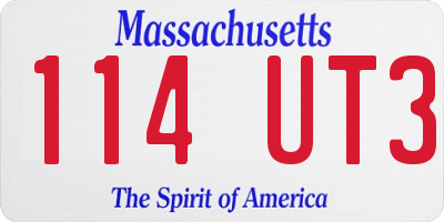 MA license plate 114UT3