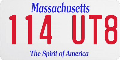 MA license plate 114UT8
