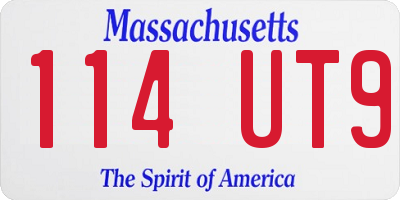 MA license plate 114UT9