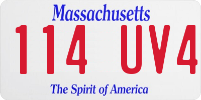 MA license plate 114UV4