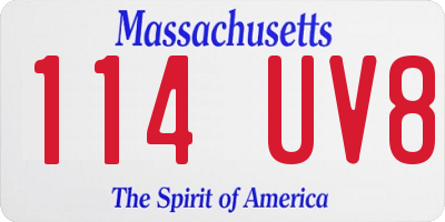 MA license plate 114UV8
