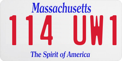 MA license plate 114UW1