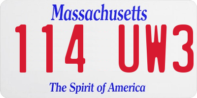 MA license plate 114UW3