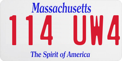 MA license plate 114UW4