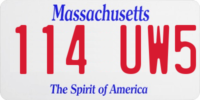 MA license plate 114UW5