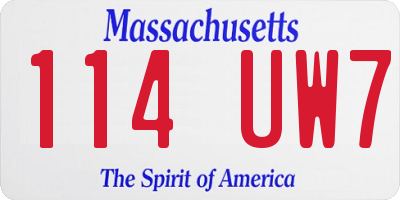 MA license plate 114UW7