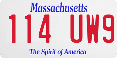 MA license plate 114UW9