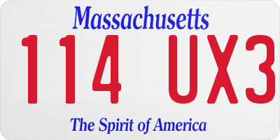 MA license plate 114UX3