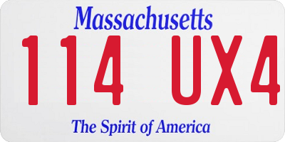 MA license plate 114UX4