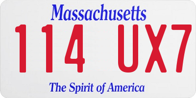 MA license plate 114UX7