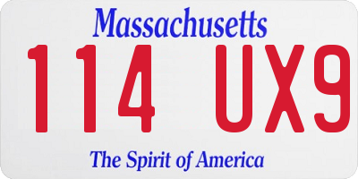 MA license plate 114UX9