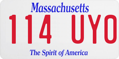 MA license plate 114UY0