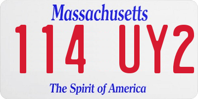 MA license plate 114UY2
