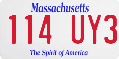 MA license plate 114UY3