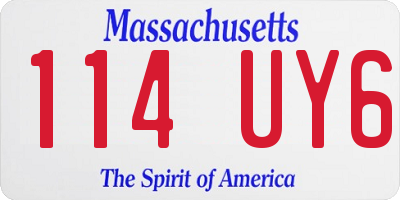 MA license plate 114UY6