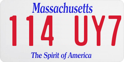 MA license plate 114UY7
