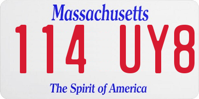 MA license plate 114UY8