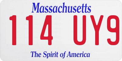 MA license plate 114UY9