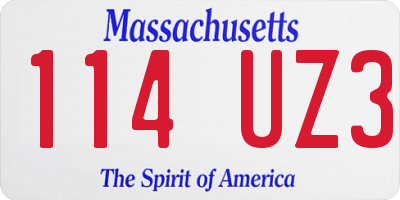 MA license plate 114UZ3
