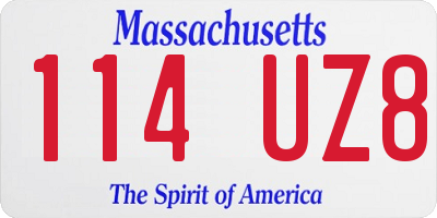 MA license plate 114UZ8