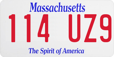MA license plate 114UZ9