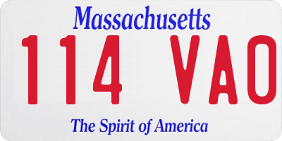 MA license plate 114VA0