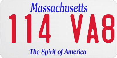 MA license plate 114VA8