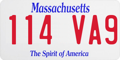 MA license plate 114VA9