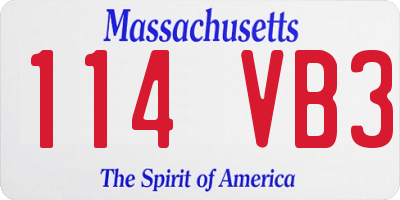 MA license plate 114VB3