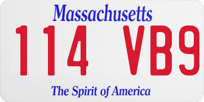 MA license plate 114VB9