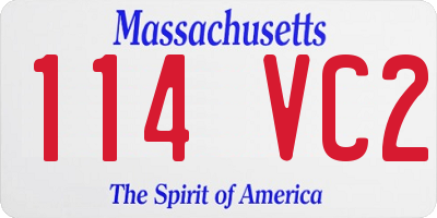 MA license plate 114VC2