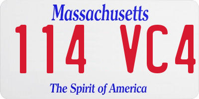 MA license plate 114VC4
