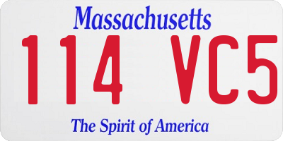 MA license plate 114VC5