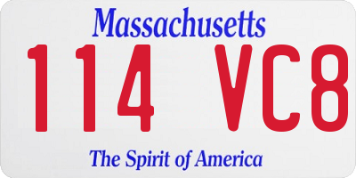 MA license plate 114VC8
