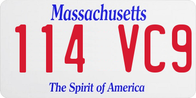 MA license plate 114VC9