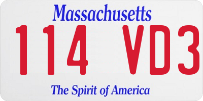 MA license plate 114VD3